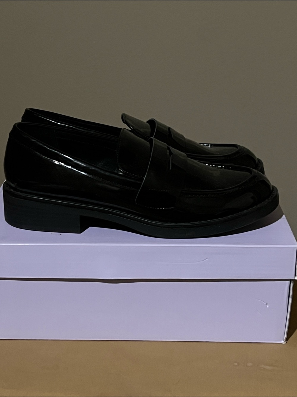 Women Madden Girl Black Patent Leather Penny Loafers